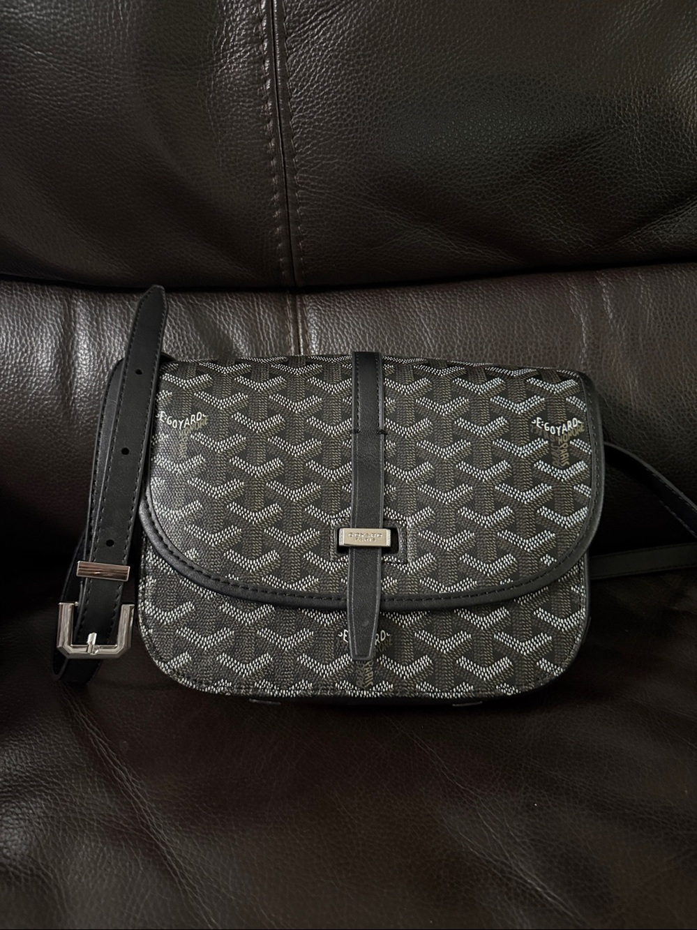 imitation goyard Crossbody Saddle Bag with Signature Pattern - Picture 11 of 11